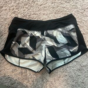 Nike Black and Gray Athletic Shorts with Geometric Design